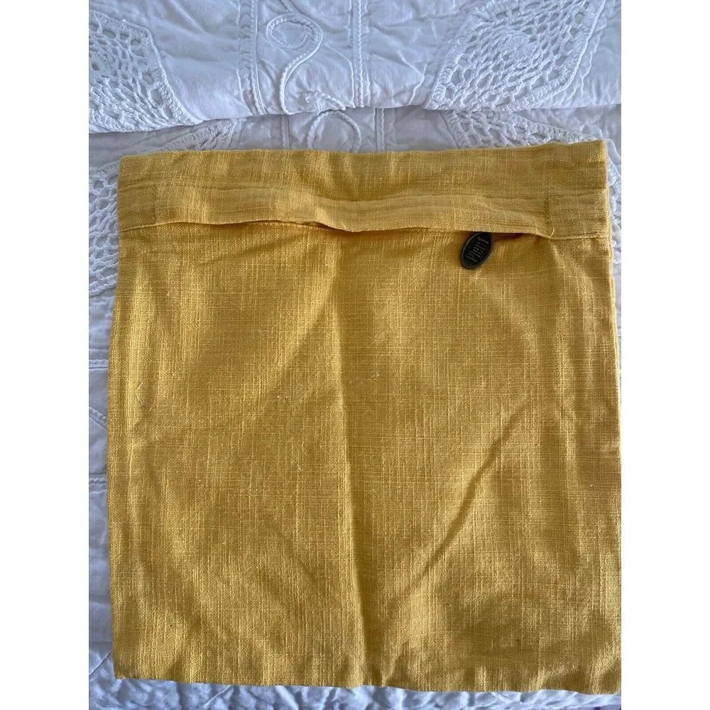 Vintage Pier 1 Beaded Pillow Cover Yellow Excellent Condition Logo‎ Pull 11x11
